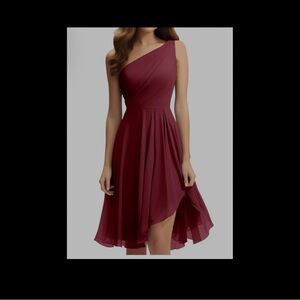 One-Shoulder Burgundy Cocktail Dress by